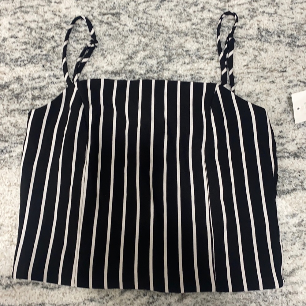Black and white striped crop top